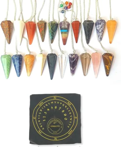 Vista 4 de WholesaleGemShop Péndulo facetado de cristal de piedras preciosas naturales