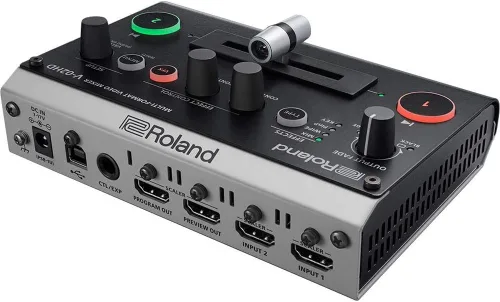 Vista 2 de Roland V-02HD PAC2 Micro Video Switcher Mixer Bundle con BOSS FS-6 Dual Footswitch, 2 cables HDMI y cable de teléfono TS de 1/4 pulgadas