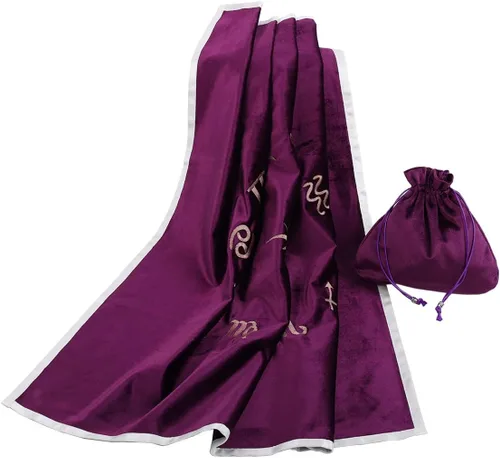 Vista 27 de BLESSUME Wizard Tarot Mantel y bolsa Cuadrado Azul Tarot Paño Negro