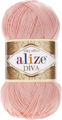 Vista 17 de Alize Diva Silk Effect 100% hilo acrílico de microfibra, 1 madejas de bola de 3.53 oz 383yds color (1 - crema)