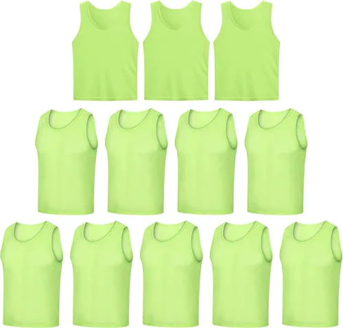 Vista 11 de Paquete de 12 chalecos Scrimmage, camisetas de entrenamiento de equipo/pinnies deportivos/camisetas de práctica/baberos de fútbol con bolsa