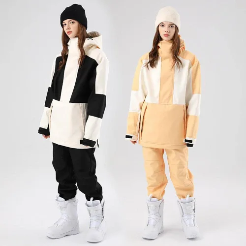 Vista 6 de RIUIYELE Traje de esquí para mujer, chaqueta y pantalones de snowboard para deportes al aire libre, traje de nieve con aislamiento impermeable