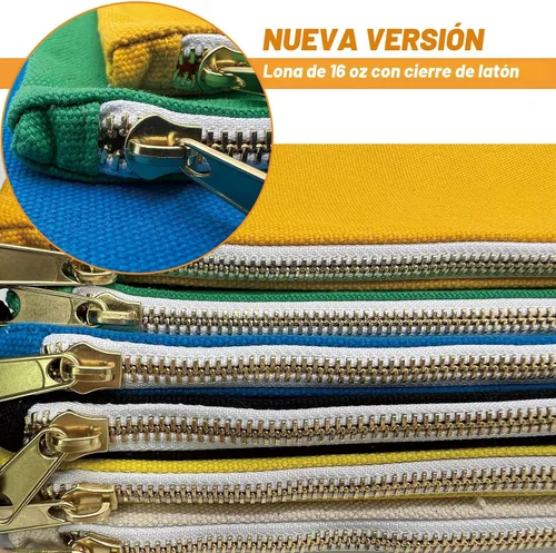 Vista 2 de Bolsa de herramientas de lona con cremallera, paquete de 6 bolsas de herramientas resistentes, bolsas de almacenamiento multiusos con cremalleras