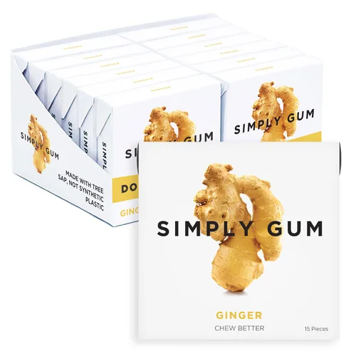Vista 11 de SIMPLY Gum Canela, goma de mascar natural sin plástico, paquete de 6 (90 piezas) Vegano, Kosher, sin OGM, sin aspartamo y sin sorbitol