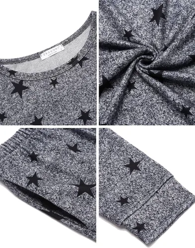 Vista 6 de Ekouaer - Pijama para mujer, de manga larga, con estampado de estrellas, suave ropa de dormir con bolsillos