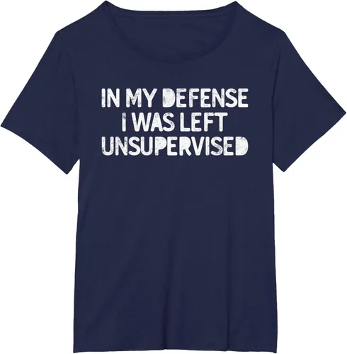 Vista 15 de Camiseta divertida con texto en inglés "Saying In My Defense I Was Left Unsupervised" Negro