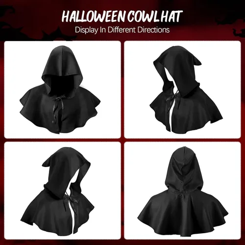 Vista 4 de Boyiee Disfraz medieval de Halloween con capucha para disfraz de médico de plaga, accesorio de cosplay pagano