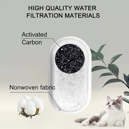 Vista 4 de Filtros de fuente de agua para gatos para dispensador de fuente de agua de acero inoxidable para mascotas de 108oz/3.2L y 67oz/2L, filtro