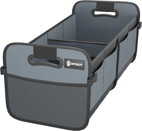 Vista 15 de Sposuit Organizador de maletero para automóvil, almacenamiento plegable de 70 litros con 11 bolsillos y asas reforzadas, organizadores de maletero
