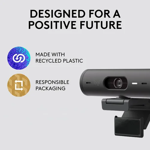 Vista 5 de Logitech Brio 501 - Cámara web Full HD con corrección automática de luz, modo de espectáculo, micrófonos de reducción de ruido, cubierta de Negro