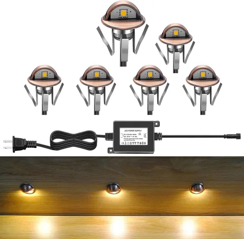 Vista 20 de Luz LED para escaleras, bajo voltaje, impermeable, IP65, para exteriores, 1-2/5 pulgadas, de madera empotrada, iluminación LED de terraza, patio