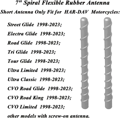 Vista 3 de Antena corta para Harley Davidson Touring Street Glide Electra Glide Road Glide Tri Glide Ultra Limited/Classic, 1998-2026 Diseñada