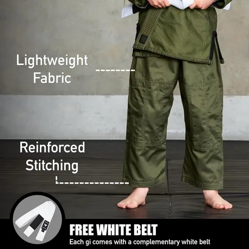 Vista 3 de Elite Sports Kids BJJ GI - Kimono brasileño Jiujitsu Gi con tela preencogida y cinturón, para niños y jóvenes, aprobado por la IBJJF