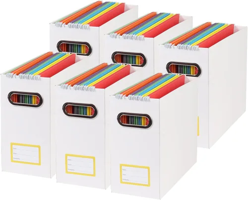 Vista 11 de Caja organizadora de archivos plegable con asa, 12.20 x 5.11 x 9.84 pulgadas, organizador de archivos para el hogar u oficina, pequeña caja de Negro
