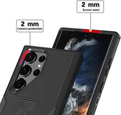 Vista 7 de Funda diseñada para Samsung Galaxy S23 Ultra con soporte, protección contra caídas funciona con soporte magnético para automóvil, a prueba de polvo