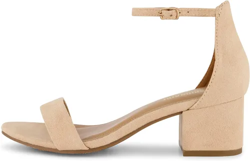 Vista 2 de Cushionaire - Sandalias Alba para mujer de tacón medio en forma de bloque con una banda y plantilla de espuma viscoelástica.