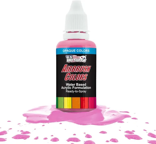 Vista 37 de U.S. Art Supply Pintura acrílica opaca para aerógrafo color azul aguamarina, botella de 1 onza, colores a base de agua no tóxicos de grado