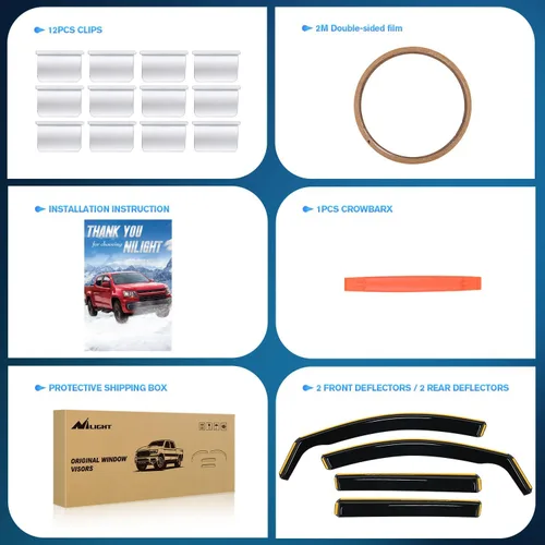 Vista 6 de Nilight Visera de ventana compatible con GMC Terrain 2018 2019 2020 2021 2022 2023 2024 Viseras de ventana de ventilación, protectores de lluvia