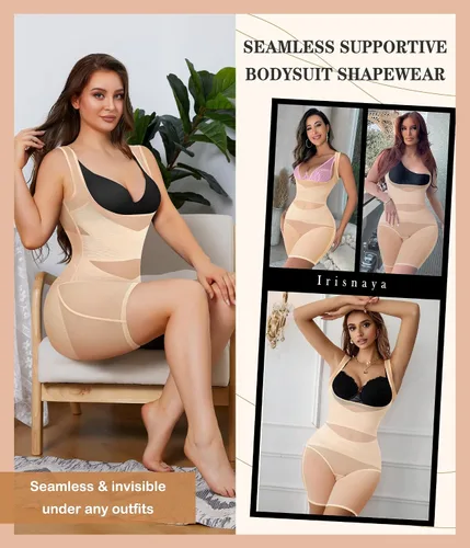 Vista 5 de Irisnaya Faja Faja Shapewear Body con control de abdomen, sin costuras, moldeador de cuerpo de alta cintura, levantador de glúteos, pantalones