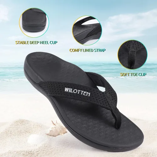 Vista 3 de WILOTTEN Sandalias con soporte de arco para mujer, sandalias ortopédicas para pies planos, sandalias de apoyo para mujeres y hombres