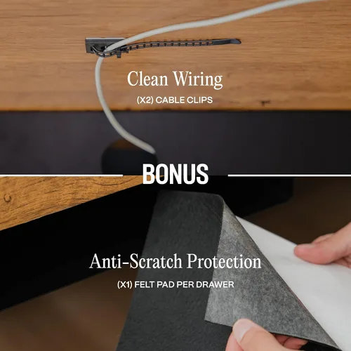 Vista 7 de Cajón deslizante para debajo del escritorio, cajones de almacenamiento de metal con cerradura con organización de cables para oficina y hogar