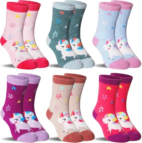 Vista 13 de SeeyAN Calcetines de lana merino para niños y niñas, botas de senderismo, térmicos, cálidos, acogedores, suaves, gruesos, 6 pares