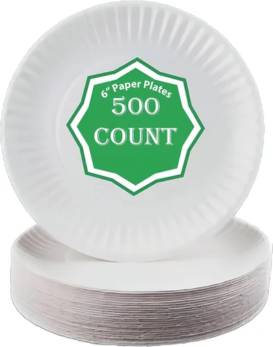 Vista 5 de Spa Stix Plato de papel desechable de 6 pulgadas, paquete de 100 unidades (placa de papel SS 6-100), color blanco