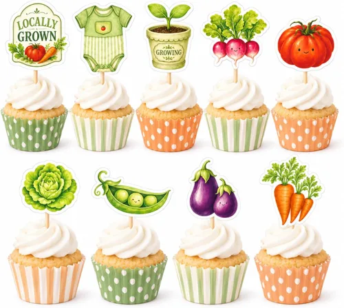 Vista 12 de ALISSAR 36 piezas de adornos para cupcakes de Apple Baby Shower