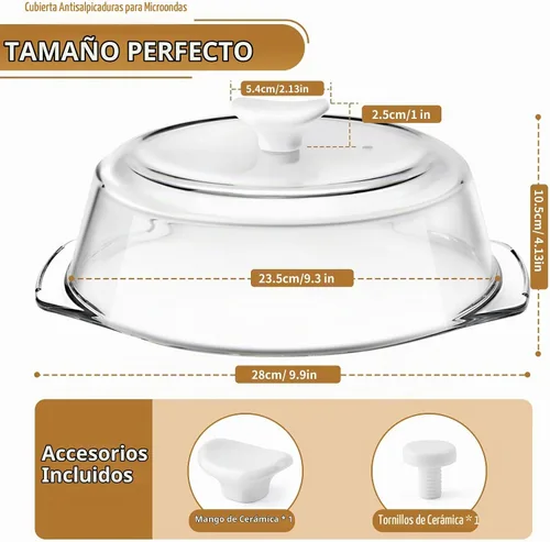 Vista 2 de Nueva cubierta de microondas de vidrio mejorada para alimentos con mango