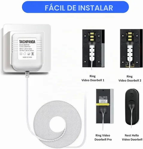 Vista 3 de Transformador de 24 voltios, adaptador de cable C para termostato Nest Honeywell Ecobee y Sensi, transformador de timbre compatible con timbre