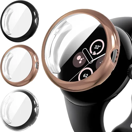 Vista 9 de Suoman Paquete de 3 fundas protectoras de pantalla para Google Pixel Watch 3/2/1 de 1.614 in, [antiarañazos], cubierta protectora completa de TPU
