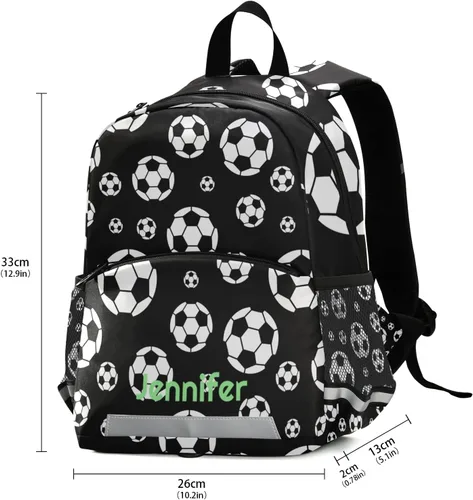 Vista 3 de Glaphy Mochila personalizada para niños, mochila infantil para guardería, mochila preescolar con nombre personalizado para niños y niñas, 10-Soccer