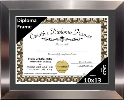 Vista 47 de Creative Picture Frames Carnegie - Marco de diploma de acero inoxidable con acabado de acero inoxidable de 6 x 8 pulgadas con caballete de vidrio