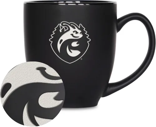 Vista 86 de Rico Industries - Taza de cerámica mate negra con grabado láser estándar de 15oz para NCAA (escuelas T & U) - Para bebidas calientes o frías