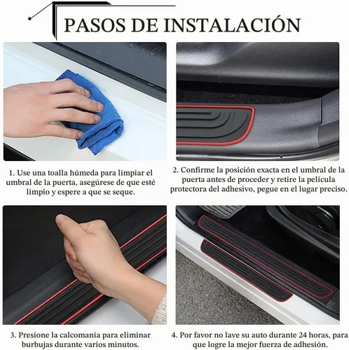 Vista 6 de 4 piezas de protectores de umbral de puerta de coche, protección antiarañazos e impermeable para umbrales de puerta de coche, accesorios universales