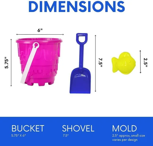 Vista 7 de 4E's Novelty 12 juegos de juguetes de playa, incluye 12 cubos de arena, 12 palas, 24 moldes de arena para niños, cubos de playa pequeños de 5.75