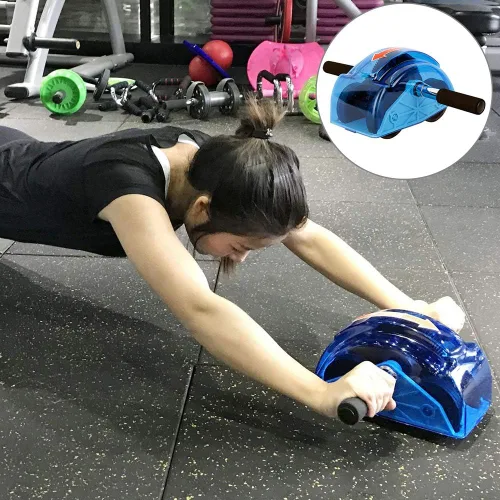 Vista 3 de Rodillo de abdominales para entrenamiento abdominal, rodillos de ejercicio abdominal, rodillo abdominal de 4 ruedas, ejercitador muscular, rodillos
