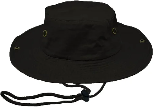 Vista 3 de Glory Max Sombrero de pescador de algodón lavado con correa de barbilla gorra de pesca Sun Safari Boonie Negro