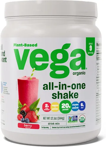 Vista 23 de Vega Organic All-in-One Proteína vegana en polvo sabor chocolate 9 porciones, ingredientes de superalimento, vitaminas para apoyo inmunológico