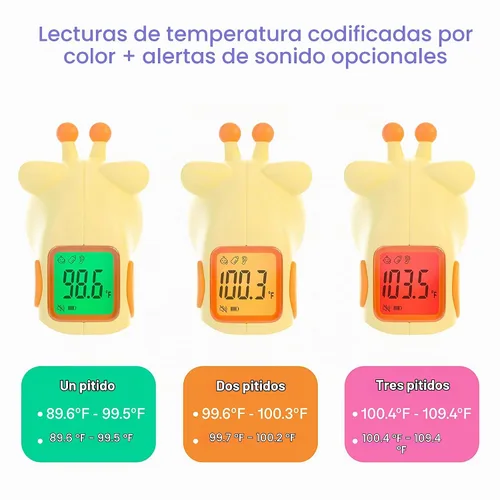 Vista 3 de Playhouse MD Termómetro de frente y oído sin contacto para bebés y niños de jirafa
