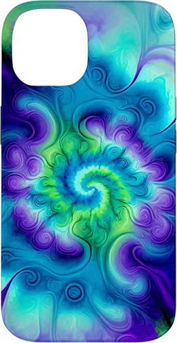 Vista 4 de Tie Dye Colorido Azul Cian Púrpura Verde Diseño Caso para iPhone 17