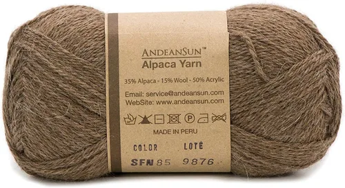 Vista 3 de 3 ovillos de lana de alpaca UMAYO para tejer al crochet y con agujas, 150 gramos, #2, #3 y #5 Brezo Browm