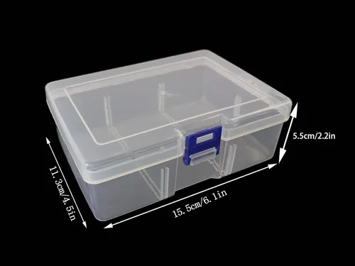 Vista 2 de Caja de almacenamiento de plástico transparente de 6 piezas con cierre hermético, contenedor organizador para lápices, rompecabezas, juguetes