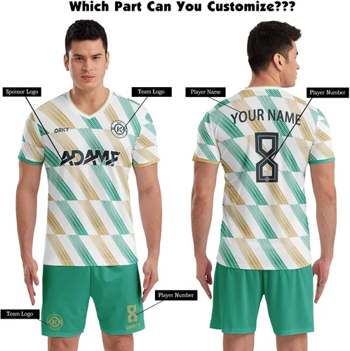 Vista 4 de Los hombres modifican la camiseta de fútbol, personaliza tu propio equipo de fútbol, uniforme de entrenamiento de equipo semi profesional