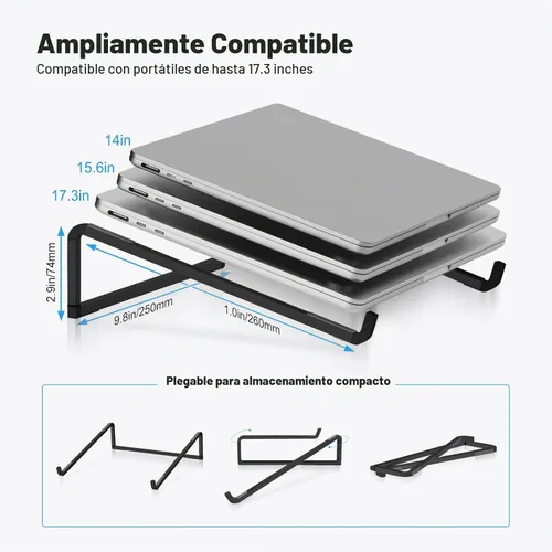 Vista 3 de TENOC Soporte plegable para computadora portátil, color negro