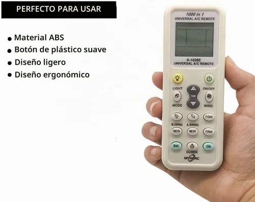 Vista 6 de K-1028E Aire acondicionado universal A/C Control remoto para aire acondicionado Haier, Hitachi, Panasonic, LG, Sharp, Gree, Midea, Bosch, Toshiba