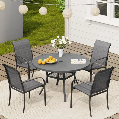 Vista 45 de VICLLAX Juego de 2 sillas de patio pequeñas para exteriores, juego de sillas apilables para patio y mesa de comedor cuadrada para porche delantero