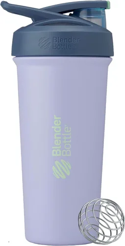 Vista 33 de BlenderBottle Strada Shaker Cup - Botella de agua aislada de acero inoxidable con batidor de alambre, 24 onzas, color negro