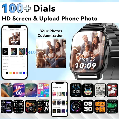 Vista 7 de Reloj inteligente para hombres con respuesta/hacer llamadas, pantalla HD de 1.85 pulgadas, reloj rastreador de fitness con resistente al agua, 100