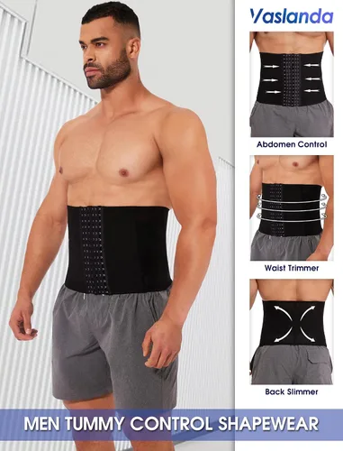 Vista 2 de Faja moldeadora de cintura para hombres, faja moldeadora de abdomen, banda de apoyo para la espalda, cinturón moldeador de cuerpo